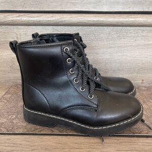Black Kids Lace-Up Ankle Boots